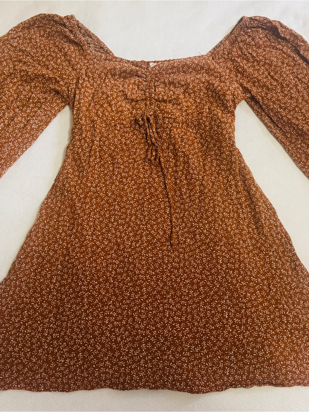 Copper Key Rust Brown Floral Square-Neck Mini Dress